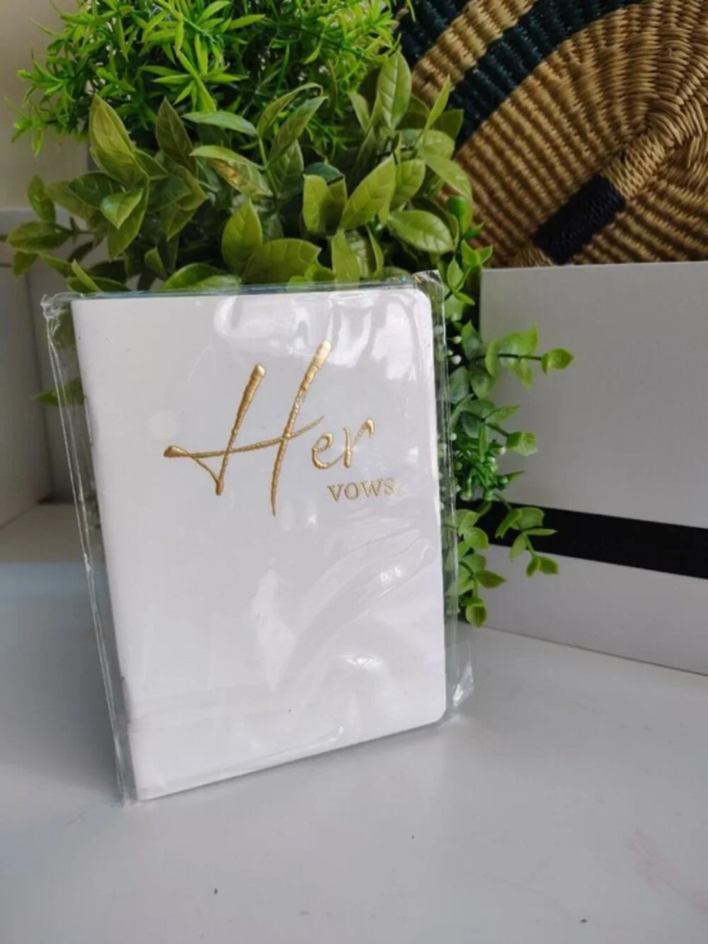 Taja His & Hers Wedding Vow Books Black White Gold Foil Set of 2 NWT